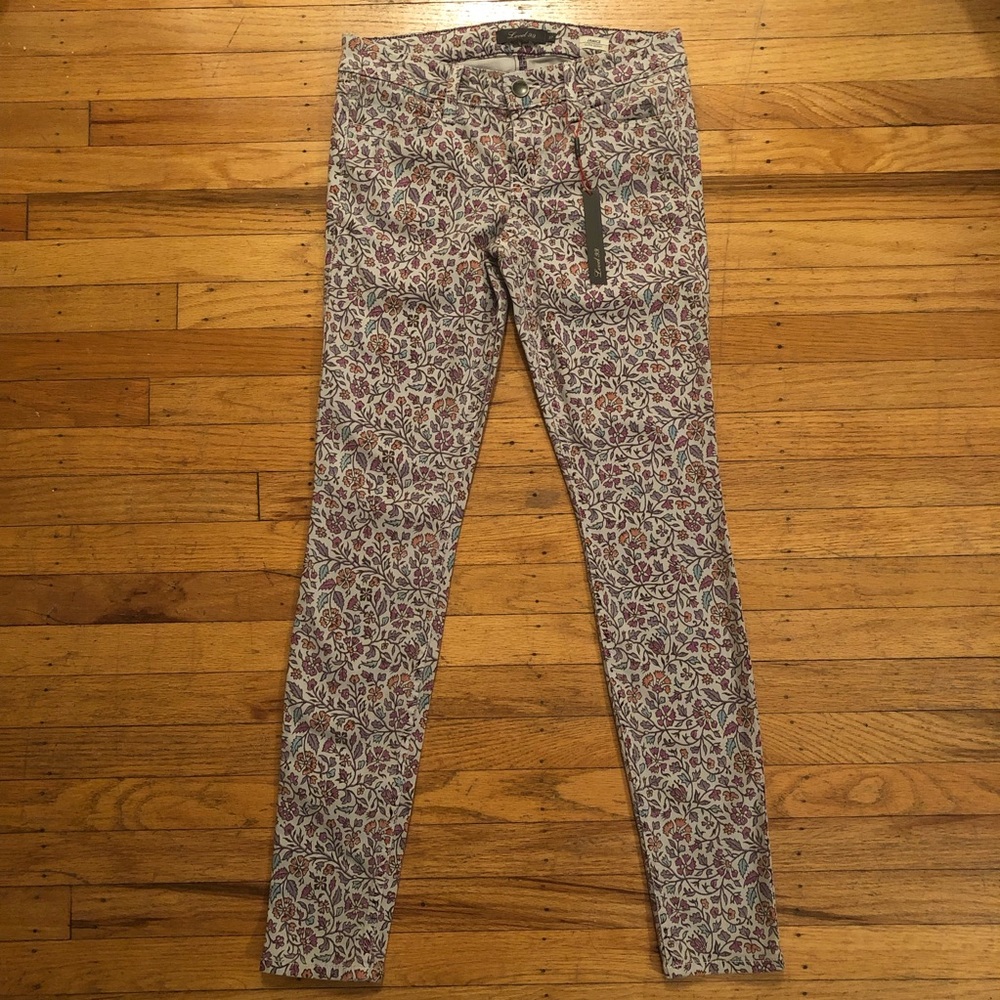 Level 99 Janice floral ultra skinny jeans
